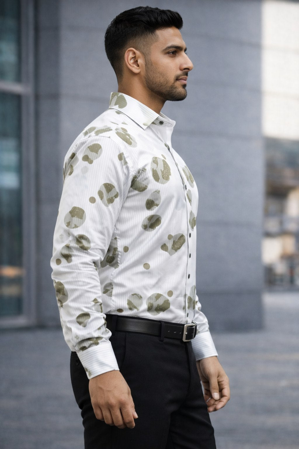 Olive Splash Designer Shirt