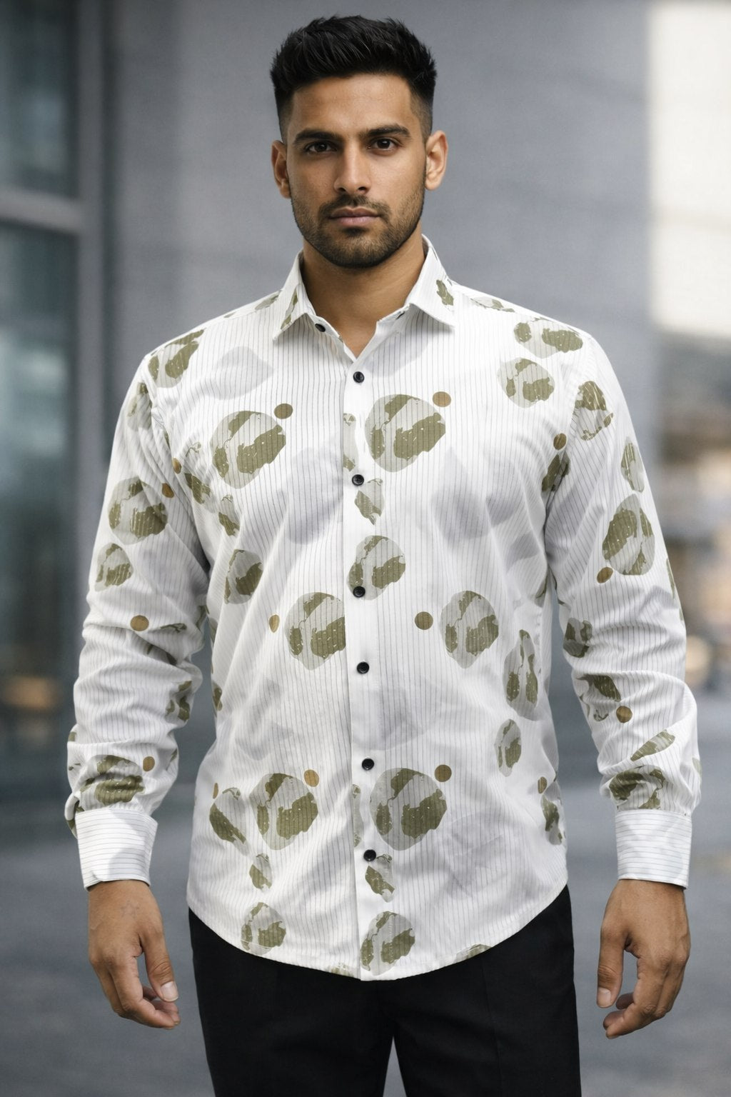 Olive Splash Designer Shirt